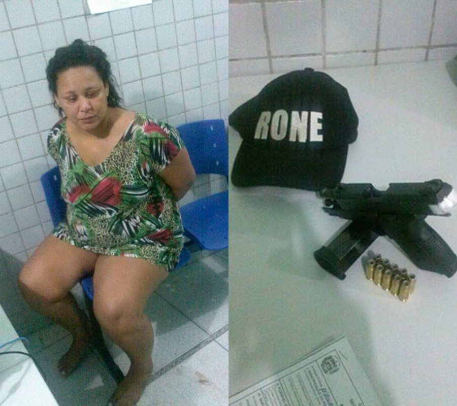 Mulher é presa no Matinha portando arma de fogo da Secretaria de Segurança.