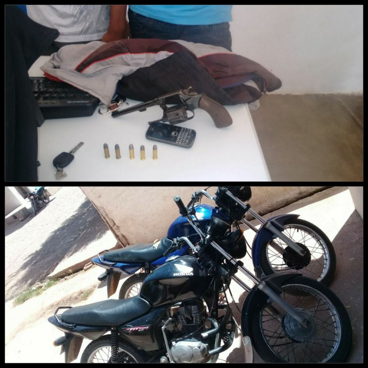 Motos e outros materiais apreendidos.