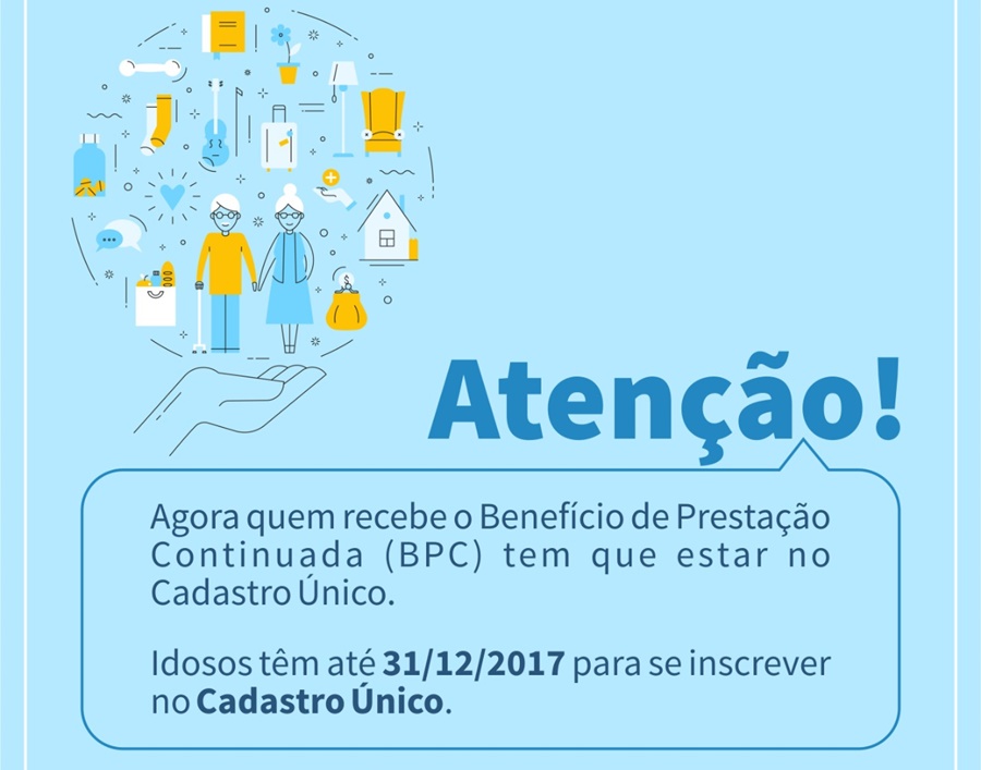 Idosos devem realizar inscrição no CadÚnico até 31 de dezembro.