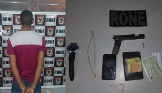 Adolescente foi apreendido por porte ilegal de arma de fogo no bairro Mocambinho.
