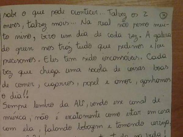  Carta de ativista brasileira presa na Rússia para a mãe Foto: Reprodução Carta de ativista brasileira presa na Rússia para a mãe   (Imagem:Reprodução)