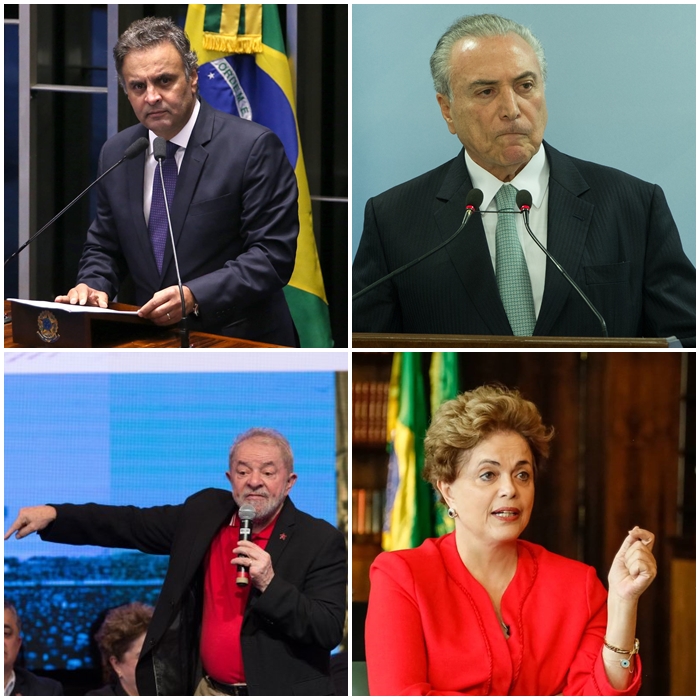Aécio Neves, Michel Temer, Lula, Dilma Rousseff.