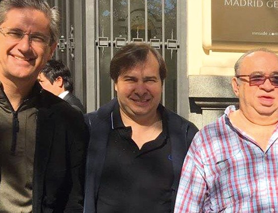 Os deputados Rogério Rosso, Rodrigo Maia e Heráclito Fortes, em Madri.