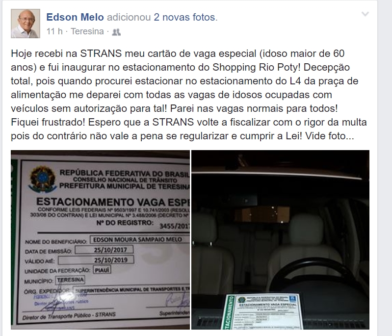 Relato do vereador Edson Melo (PSDB)
