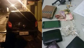 Material apreendido pela polícia durante a abordagem.