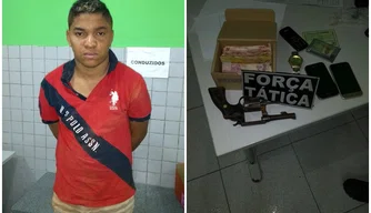 Com o acusado, foram encontrados uma arma e mais de R$ 300.