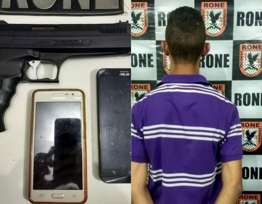 Home m é preso com simulacro de arma de fogo e celulares roubados.