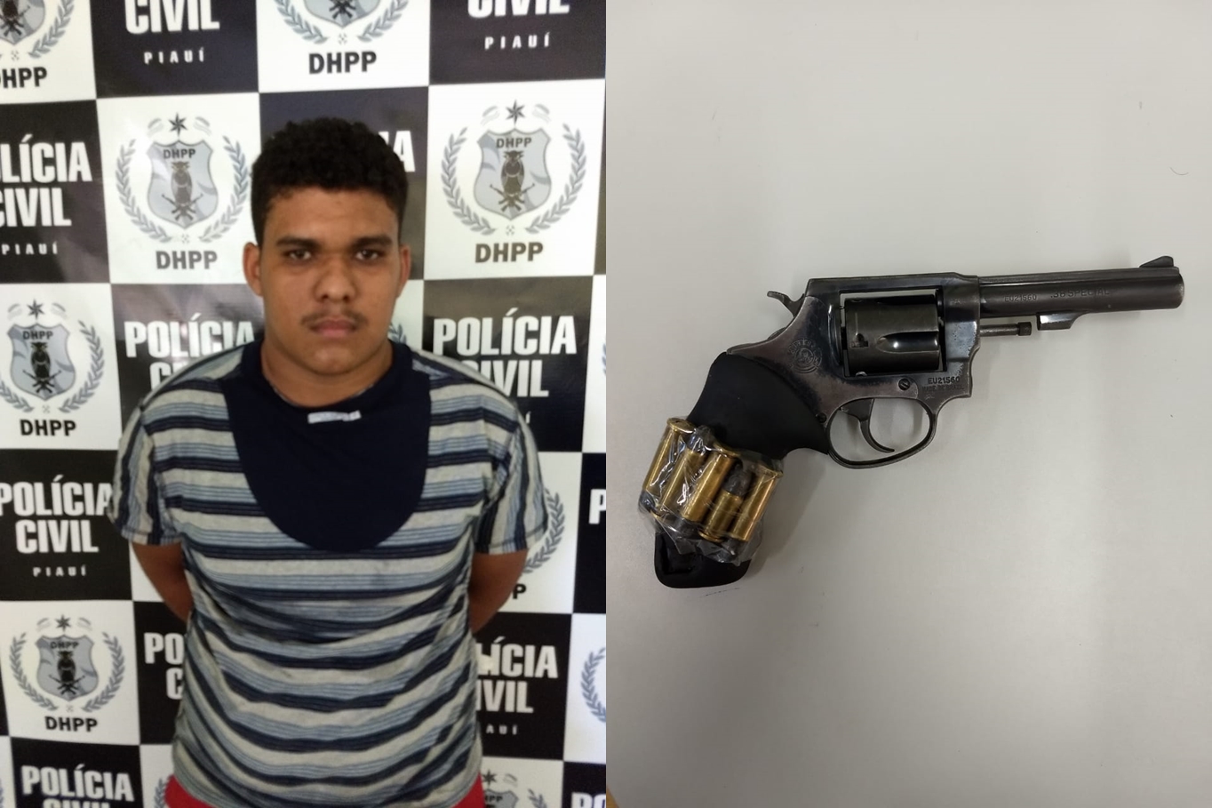 Acusado foi preso em sua residência no bairro Água Mineral, onde foi encontrada arma de fogo roubada.