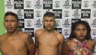 Presos José Willames Lopes Pereira, Gabriel Paiva Fernandes e Gislene Tabata Barbosa de Sousa.