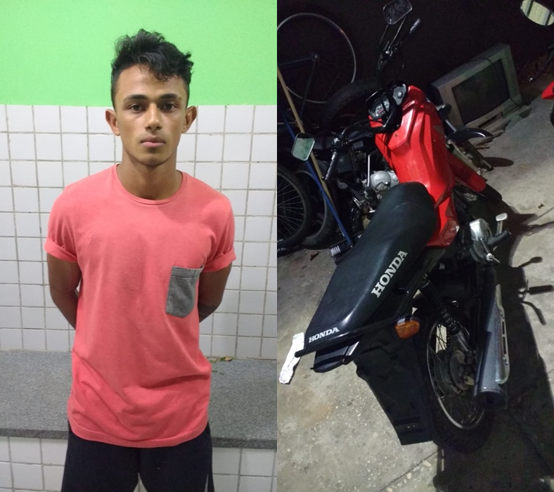 Thauan Talisson Rodrigues da Silva estava trafegando em via pública com motocicleta roubada.