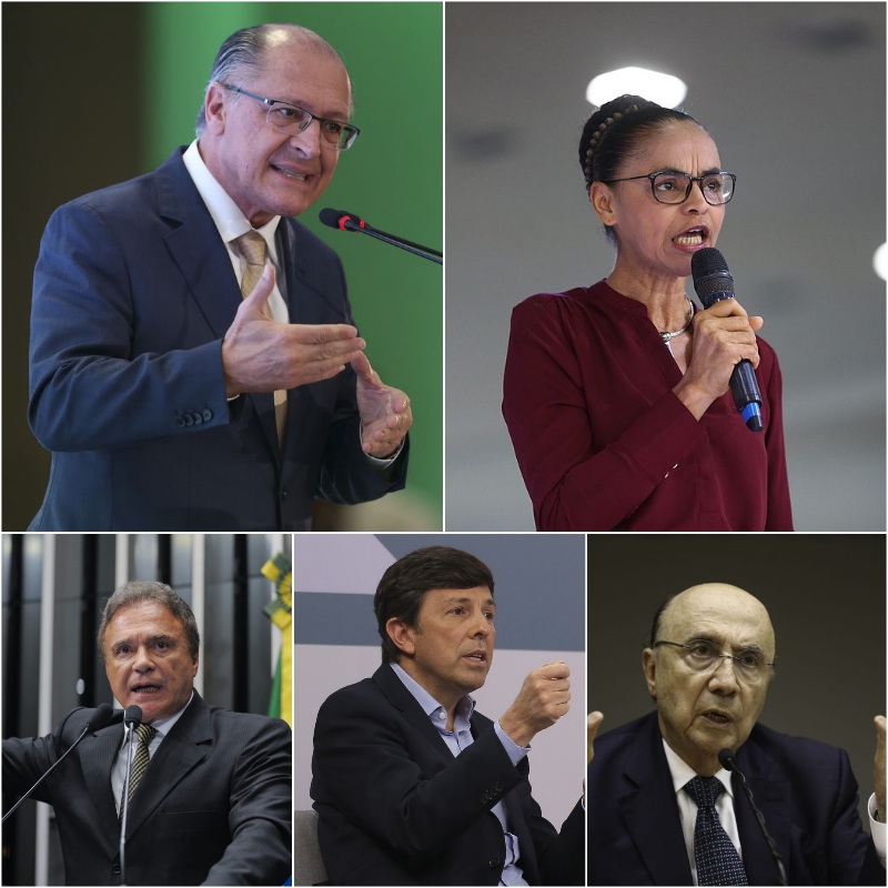 Geraldo Alckmin, Marina Silva, Álvaro Dias, João Amoêdo e Henrique Meirelles.