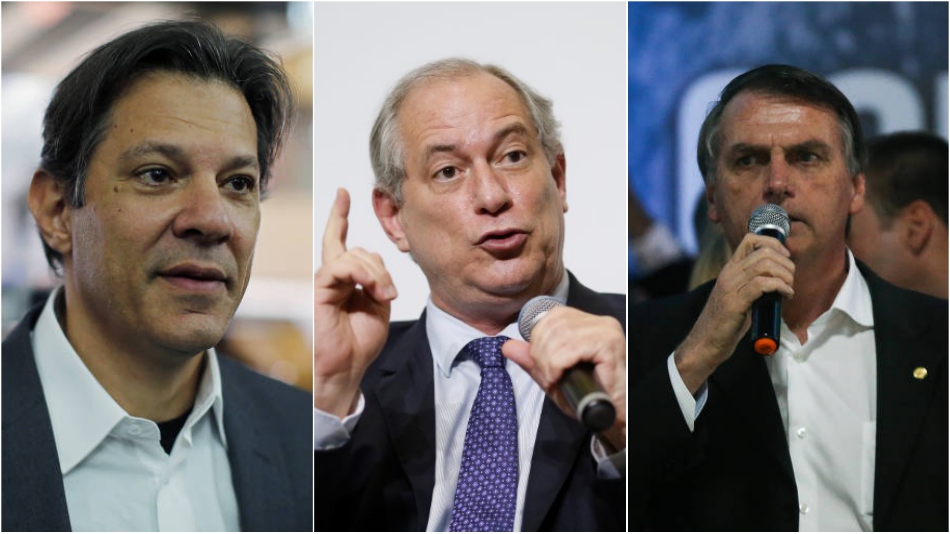 Fernando Haddad, Ciro Gomes e Jair Bolsonaro.