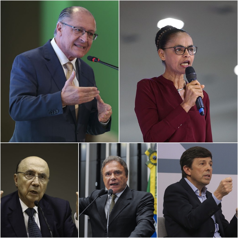 Geraldo Alckmin, Marina Silva, Henrique Meirelles, Álvaro Dias e João Amoêdo.