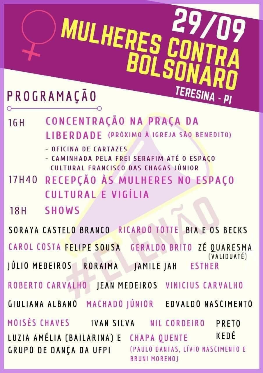 Mulheres realizam ato contra Bolsonaro em Teresina.