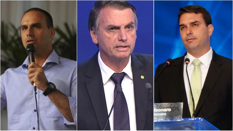 Eduardo Bolsonaro, Jair Bolsonaro e Flávio Bolsonaro.