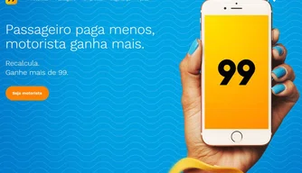 Empresa 99, que oferece serviço de transporte por aplicativo.