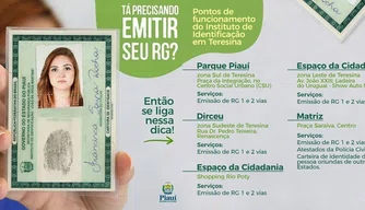 Cinco postos do Instituto de Identificação funcionam em Teresina. Cinco postos do Instituto de Identificação funcionam em Teresina.