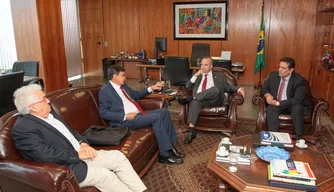 Wellington Dias em reunião com secretários do Governo Federal e o economista Raul Veloso.