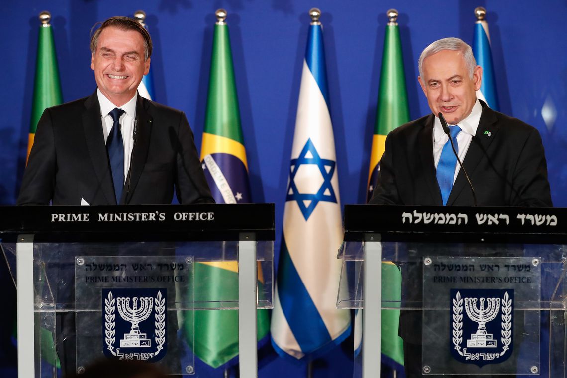 Presidente Jair Bolsonaro acompanhado do primeiro-ministro israelense, Benjamin Netanyahu.