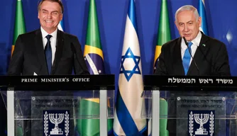 Presidente Jair Bolsonaro acompanhado do primeiro-ministro israelense, Benjamin Netanyahu.
