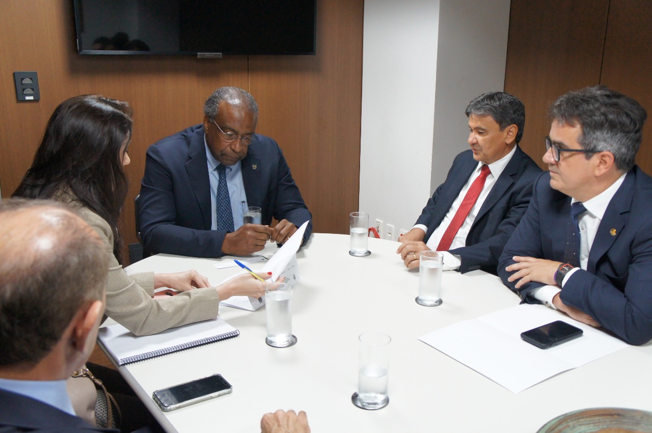 Wellington Dias em reunião com o presidente do FNDE, Carlos Decotelli, e senadores piauienses.