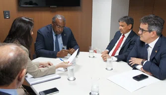 Wellington Dias em reunião com o presidente do FNDE, Carlos Decotelli, e senadores piauienses.