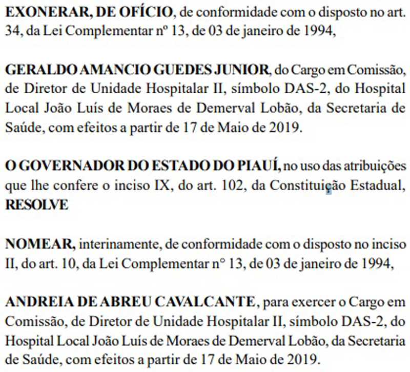 Exoneração de Geraldo Júnior