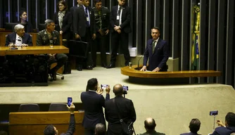 Presidente Jair Bolsonaro (PSL) em pronunciamento na Câmara dos Deputados.