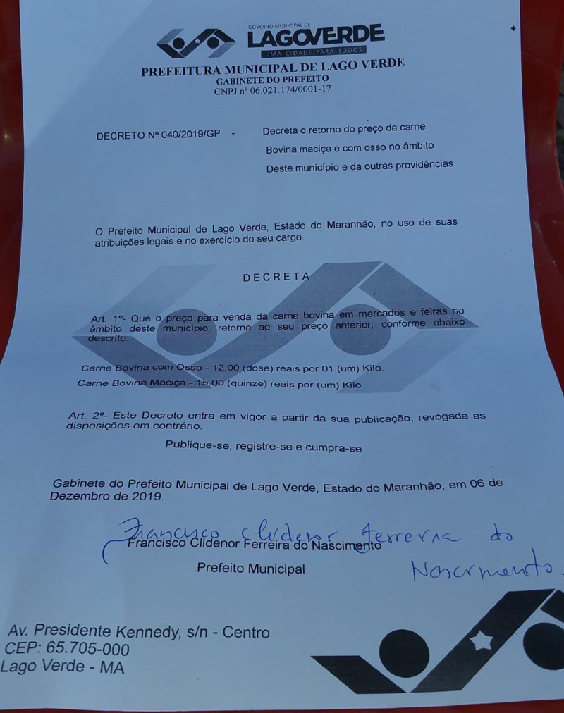 Decreto do prefeito