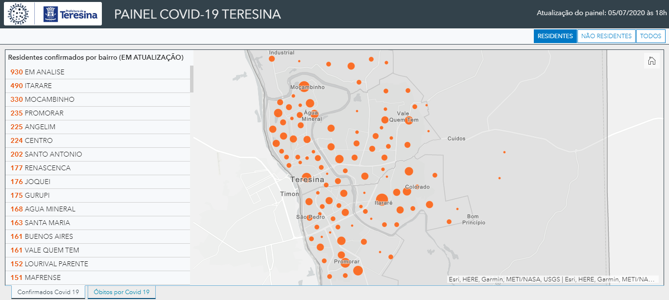 Saiba quais os bairros de Teresina com mais casos da Covid-19