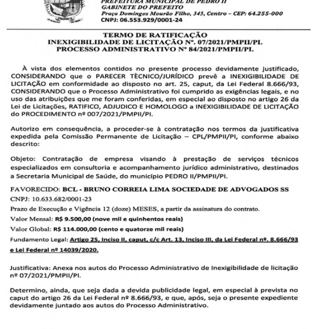 Processo Administrativo nº 084/2021.