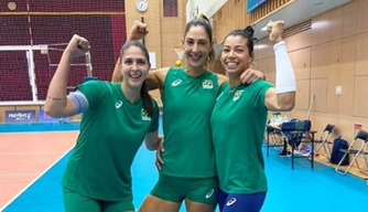Jogadoras do time de vôlei do Brasil.