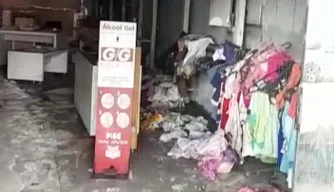 Loja de roupas atingida pelo incêndio
