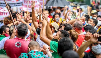 Manifestação dos trabalhadores da educação e do transporte