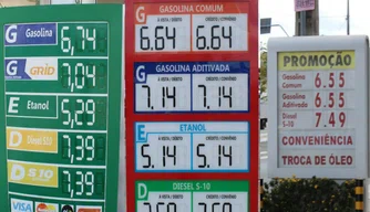 Valores de combustível em postos, na cidade de Teresina