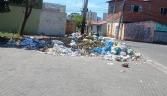 Lixo acumulado na frente do Parque da Cidadania