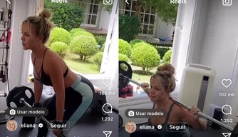 Apresentadora Eliana fazendo exercícios