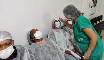 Fase de triagem realizada durante Mutirão de Catarata pelo Piauí.