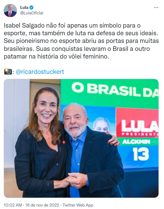 Lula lamenta a morte de Isabel