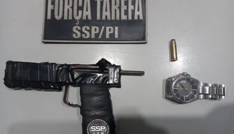 Arma caseira encontrada com o suspeito no bairro Parque Jurema.