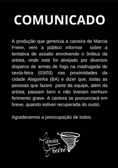 Comunicado- Márcia Freire.