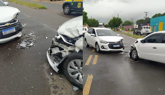 Colisão entre carros na BR 316 em Picos.