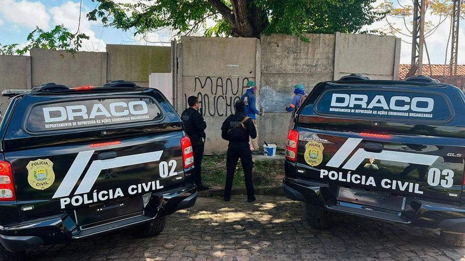Draco retira pichações de facções no bairro Alto da Ressureição.