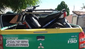 Motocicleta recuperada pelo GPM de Joaquim Pires, no Piauí.
