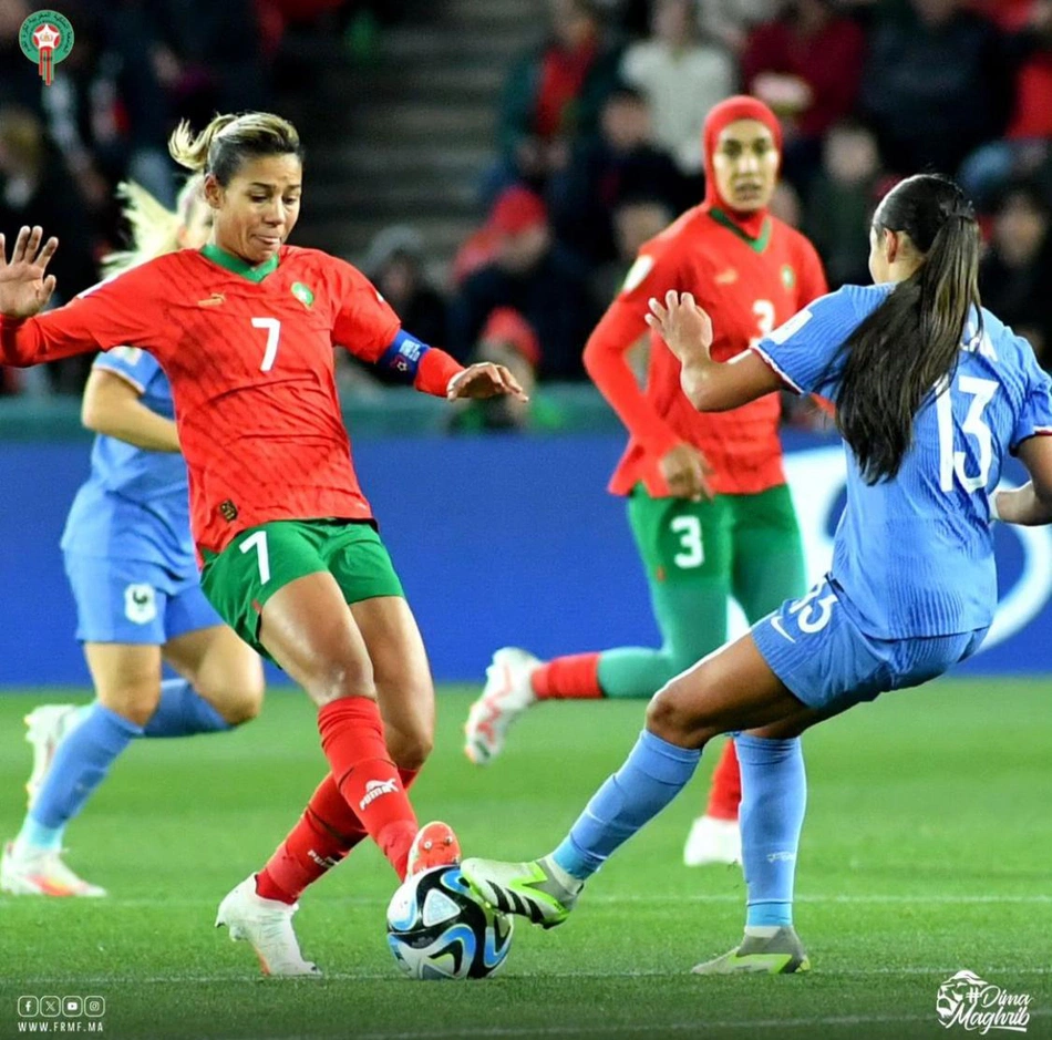 Seleção marroquina em jogo contra a França