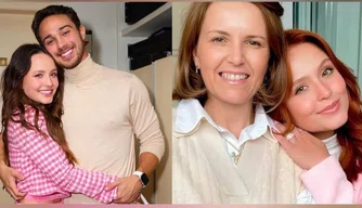 Larissa Manoela, seu noivo, André Luiz Frambach, e sua mãe, Silvana Taques