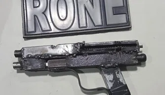 Arma artesanal apreendida com suspeito na zona Leste de Teresina.