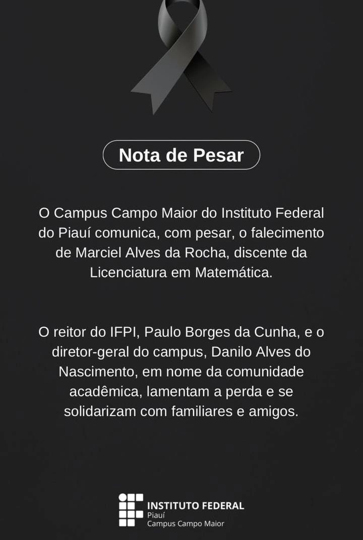 Nota de pesar do IFPI de Campo Maior