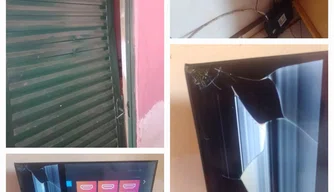 Objetos quebrados dentro da residência