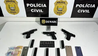 Armas apreendidas durante operação do Denarc em Teresina